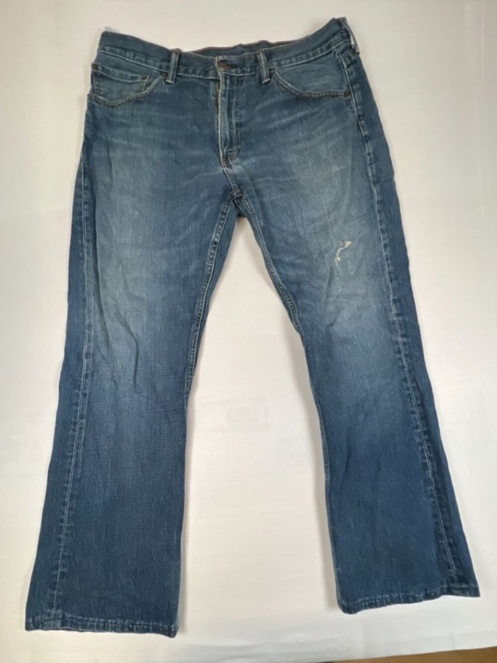 Levi's 527 Men Size 36 Inseam 30 Blue Bootcut Denim Jeans Distressed Medium Wash